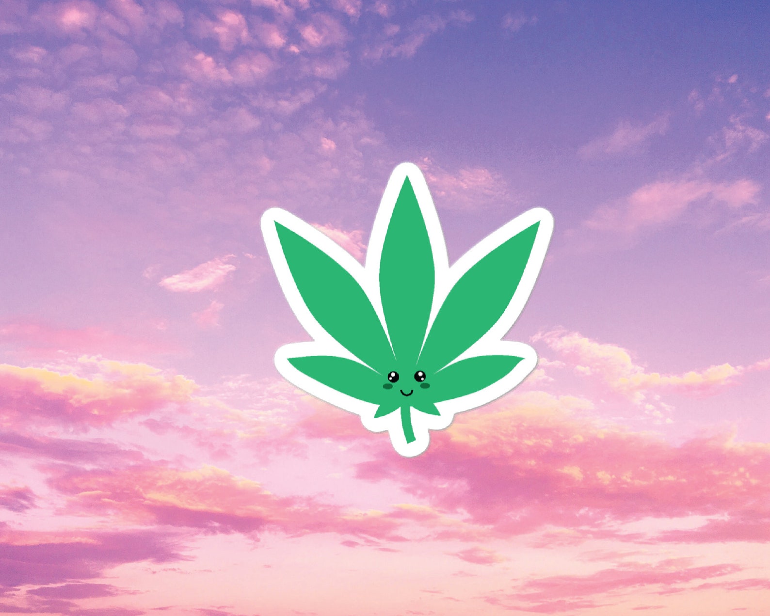 Kawaii Stickers Weed Leaf Kawaii Weed Sticker - Etsy