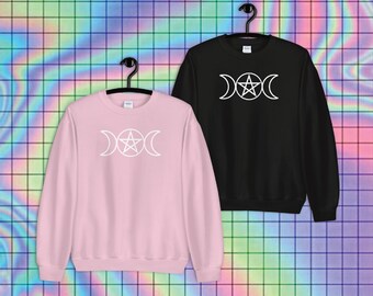 Witch Sweatshirt, Goth Sweatshirt, Pastel Goth Clothing, Triple Goddess, Pagan Clothing