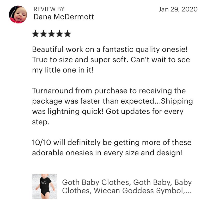 May include: A black onesie with white text that reads "Dark" on it. The onesie is shown on a white background. The text "Goth Baby Clothes, Goth Baby, Baby Clothes, Wiccan Goddess Symbol,..." is also visible in the image.