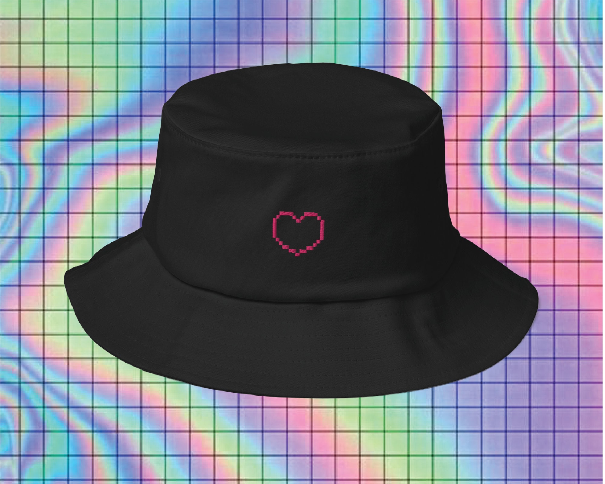 Heart Bucket Hat 90s Clothes Pixel 