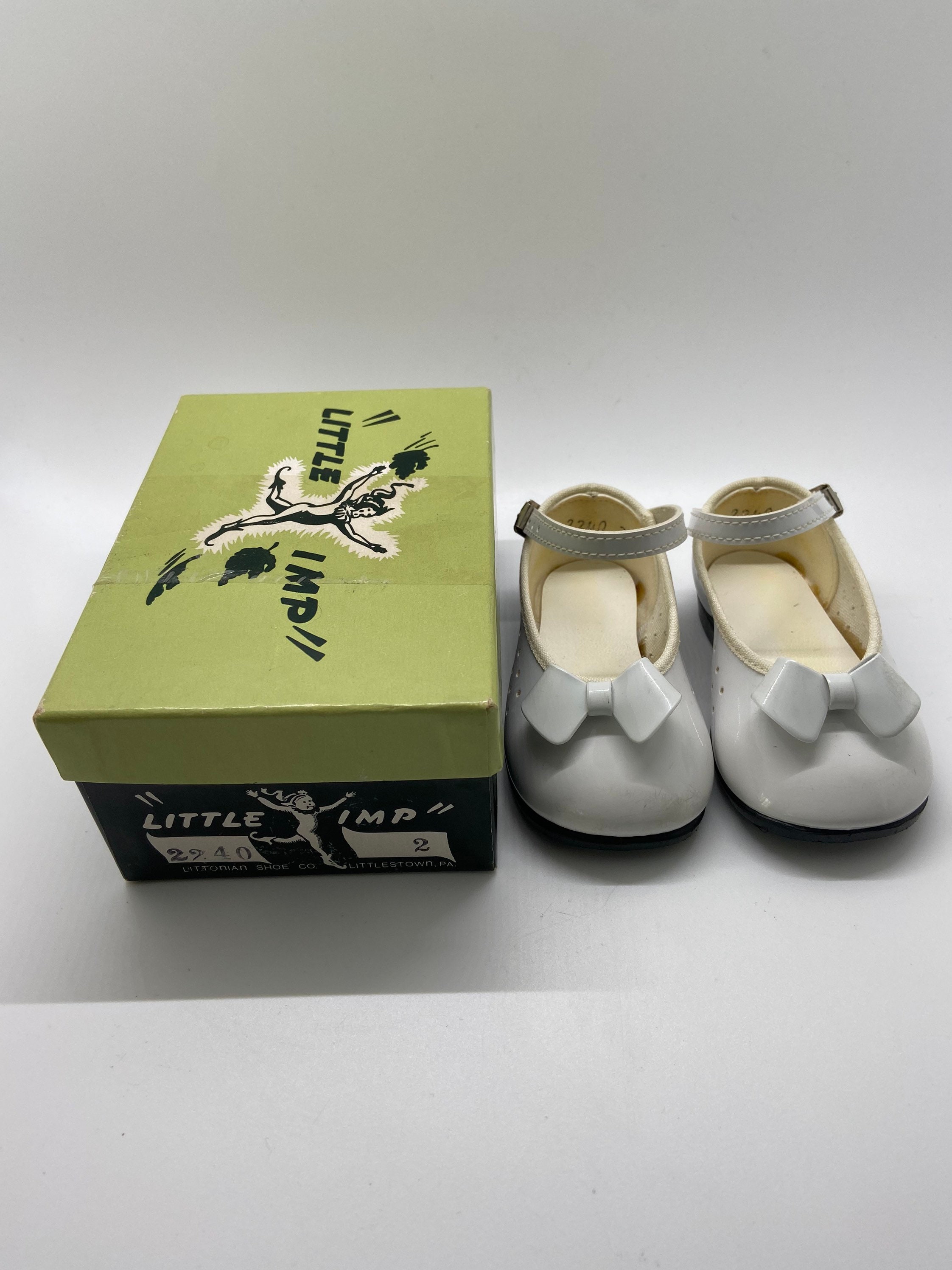 Schoenen Meisjesschoenen Mary Janes 1940’s Vintage “Little Imp” Brand Children’s White Mary Jane’s Shoes Size 2 Littonion Shoe Company Man Made In Littlestown Pa. 