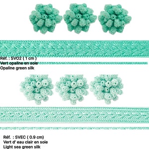 Lot de 8 mètres de galon sfifa VERT ,120 aakad petits et 10 mètres de keitanes en soie pour caftan image 2