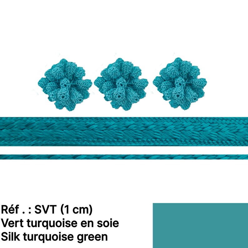 Lot de 8 mètres de galon sfifa VERT ,120 aakad petits et 10 mètres de keitanes en soie pour caftan image 8