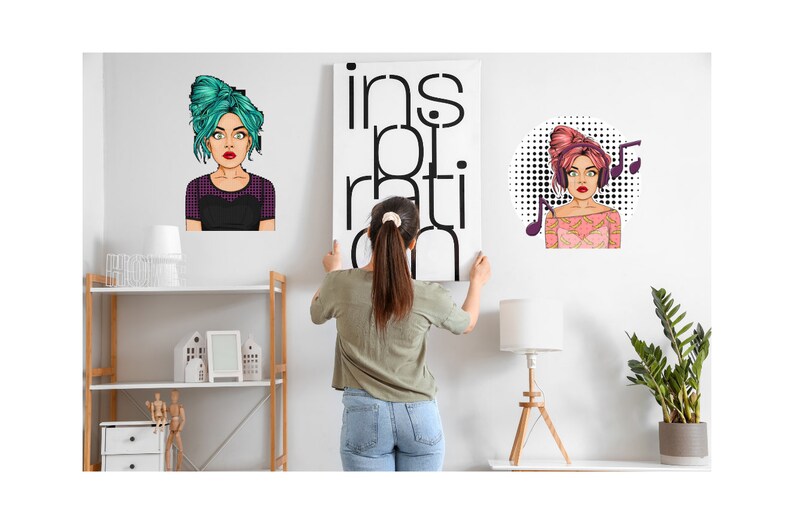 Pop Art Girls Reusable Wall Decals for Bedrooms, Dorms, Playrooms or