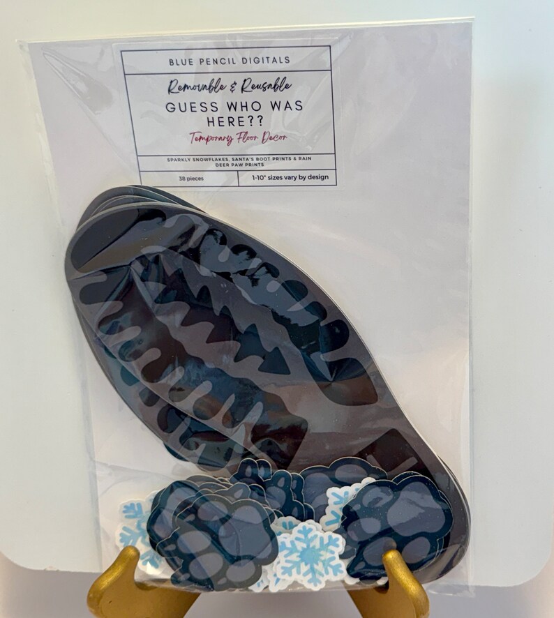 Santa Boots Temporary Floor Decals With Reindeer Prints & Sparkly Snow