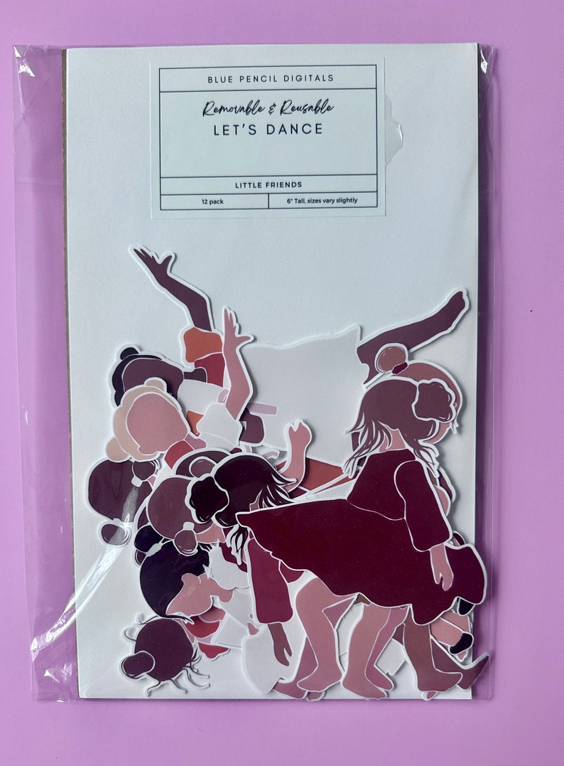 Dancing Girls Reusable Wall Decals for Bedroom, Playroom or Nursery
