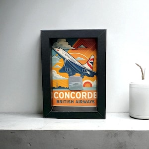 Concorde British Airways Original Aircraft Skin Part in Frame Aviation Collectible Airplane Fuselage