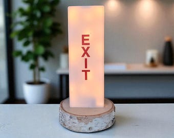 Boeing 747 British Airways Original EXIT Illuminated Sign Goodrich Aircraft Light LED Industrial Aviation Lamp Wooden Base Aviation Decor