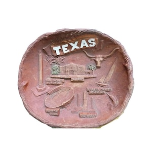 Vintage Texas Wooden Carved Tray by H.H. Tammen CO 1960s American Collector&#39;s Bowl