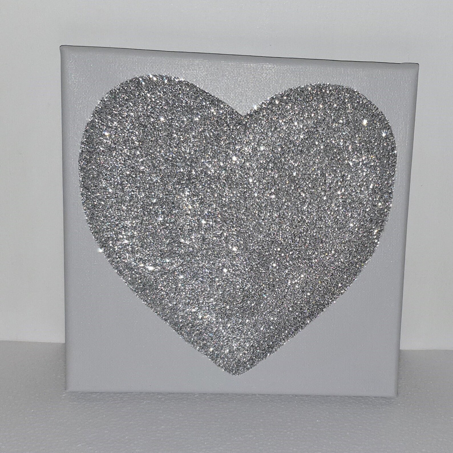 Grey & Silver Glitter Sparkly Love Heart Canvas Wall Art Etsy