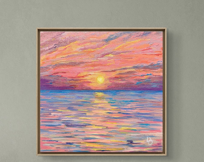 Original Sunset Painting, Acrylic Painting, Sea Painting, Modern Art For Home, Bedroom Wall Art, Colorful Art, Contemporary Wall Art