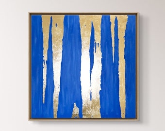 Blue and Gold Abstract Art|Large Abstract Painting.Original Hand Made Painting|gold leaf painting Acrylic Modern Art For Home