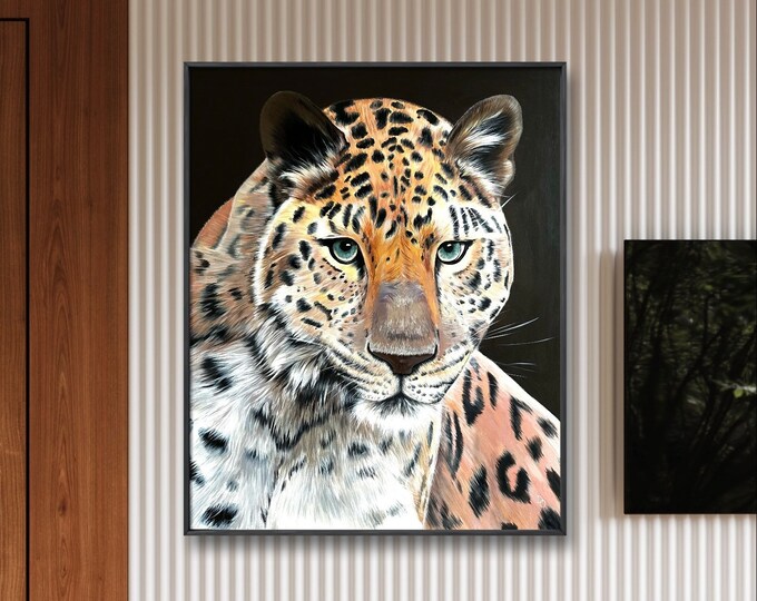 Leopard Painting, Original Acrylic Art, Contemporary  Wall Art, Brown-toned  Acrylic Painting On Canvas ,Bedroom Wall Art, Leopard Portrait