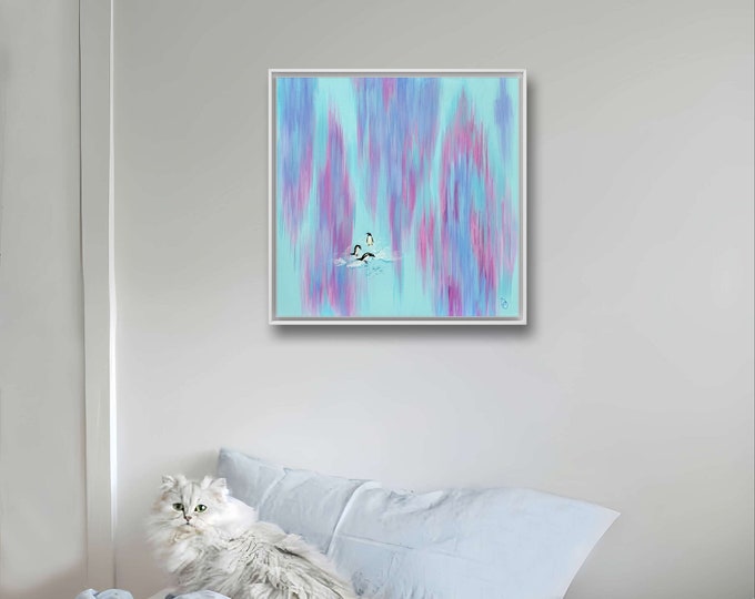 Colorful Art, Blue and Pink Original Acrylic Painting,Modern Art for home, Contemporary Wall Art, Abstract Art, Acrylic Painting,Kitchen Art