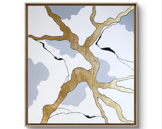 Golden Gray Abstract Wall Art, Modern Home Decor, Acrylic Painting on Canvasll Art ,Abstract Art, Modern Art,Original Abstract Art