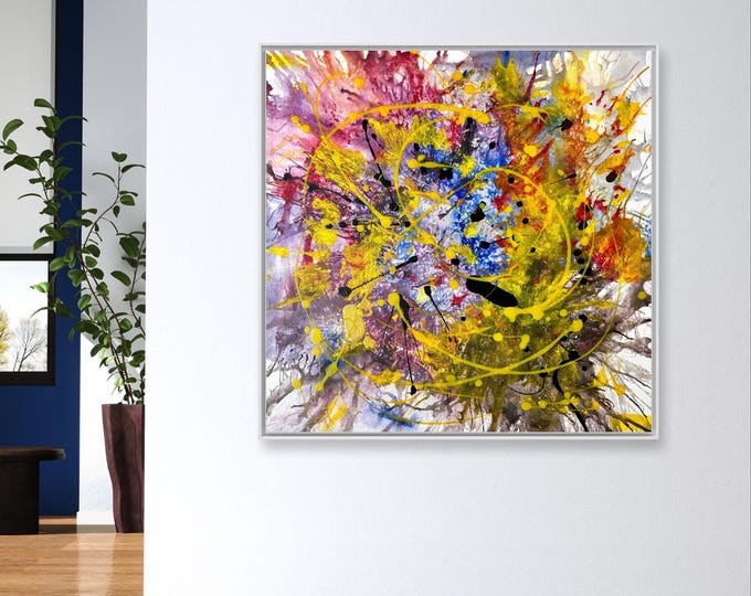 Bright Large Abstract Painting Original Modern Wall Art Colorful Happy Abstract Canvas Contemporary Decor, Canvas Wall Art,Bedroom Wall Art