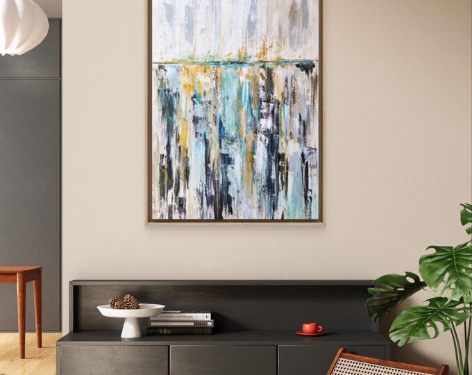 Abstract Modern Painting"Freedom Lines" , Acrylic and Oil on Canvas, Contemporary Wall Art, Large Office or Home Decor,Modern Wall art