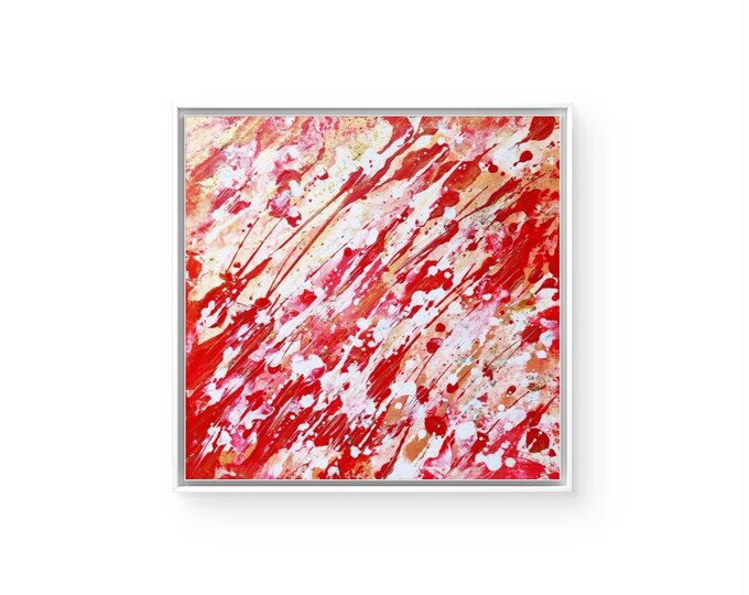 Red and White Acrylic Art "Expression" Large abstract painting, Modern Abstract Painting, Original Acrylic Painting Red Fluid Painting