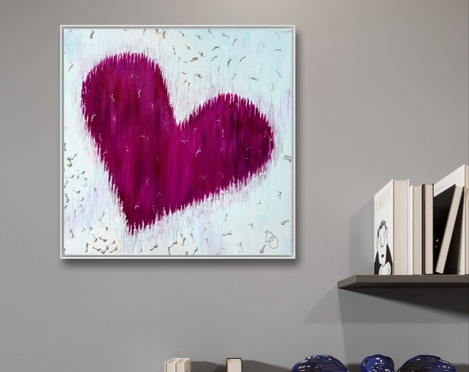 Original Heart Painting,  Acrylic Painting , Pink and Violet Original Art, Abstract Art, Modern Art, Contemporary Wall Art, Colorful Art