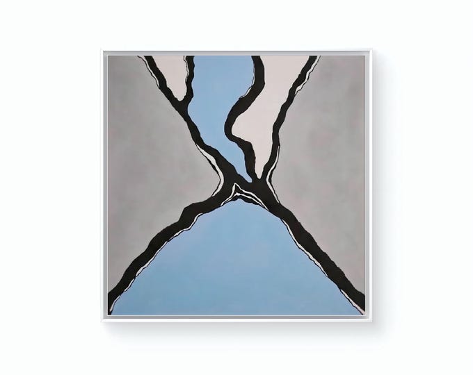 Original Abstract Acrylic Painting on Canvas, Large Blue Acrylic Wall Art, Modern Living Room Home ,Office Wall Art Decor