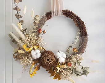 Dried flower wreath,Boho wreath,Native flower wreath,Door wreath,Wall deco,Home deco(Item no,DFW2)