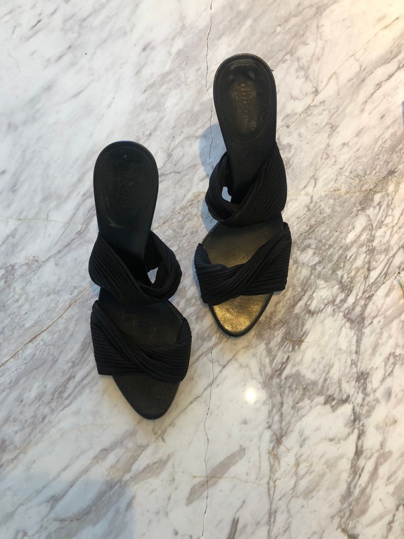 GUCCI X Tom Ford Silk Mule w/ Bamboo Motif Heel