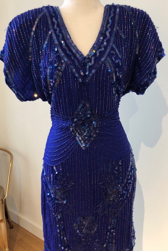 Vintage Stenay Sequined Dress with Keyhole Back