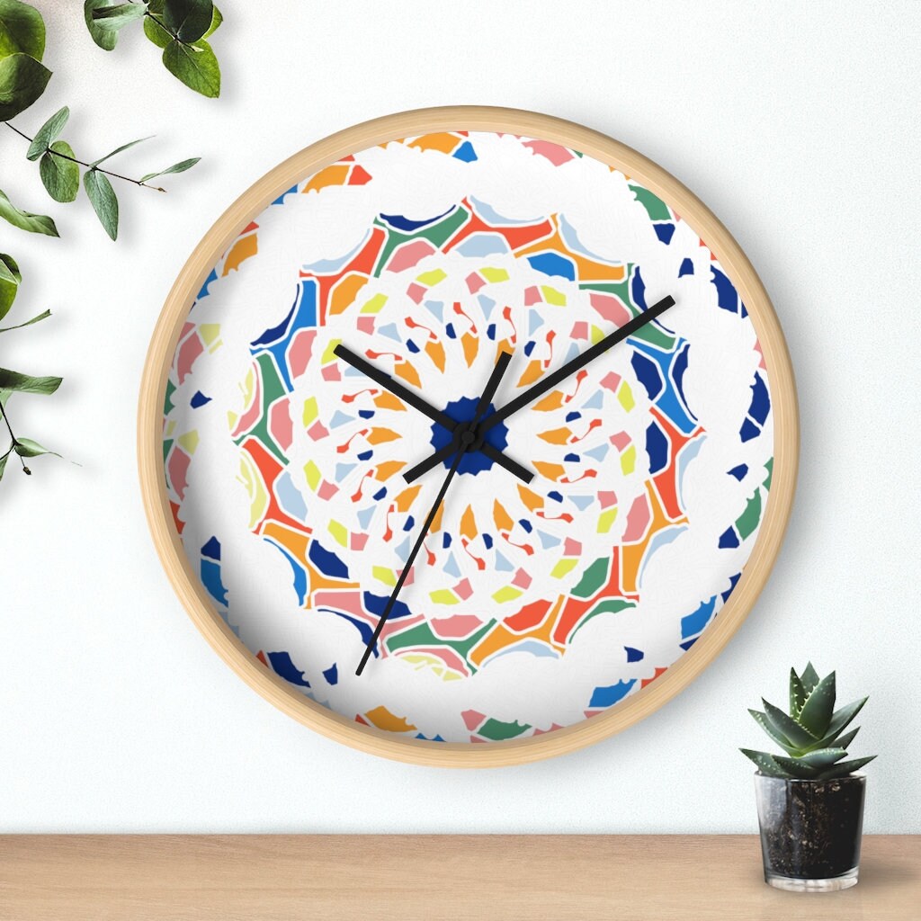 Colorful Wall clock. Unique analog wall clock. Choose frame Etsy