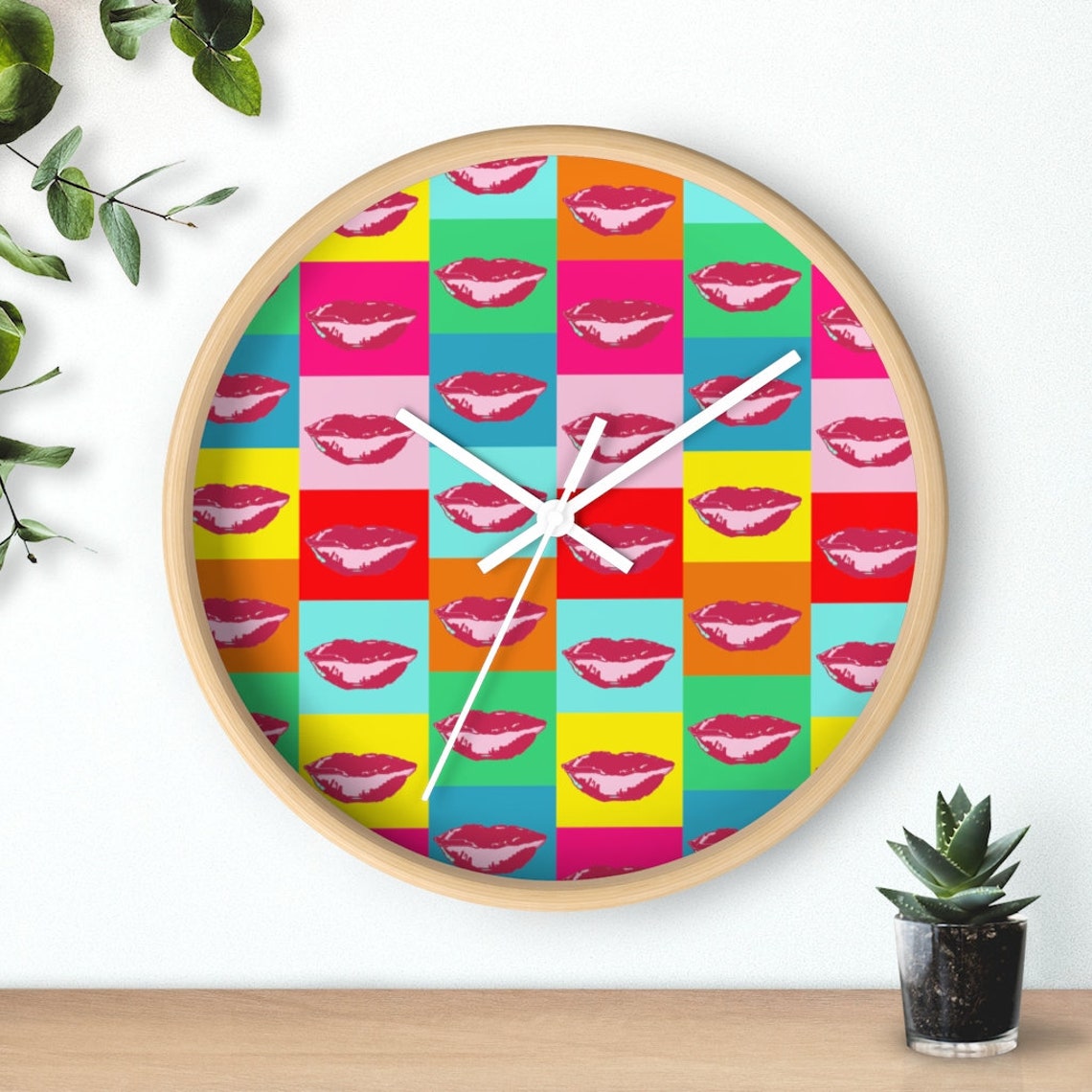 Colorful Wall Clock. Unique Analog Wall Clock. Choose Frame Etsy