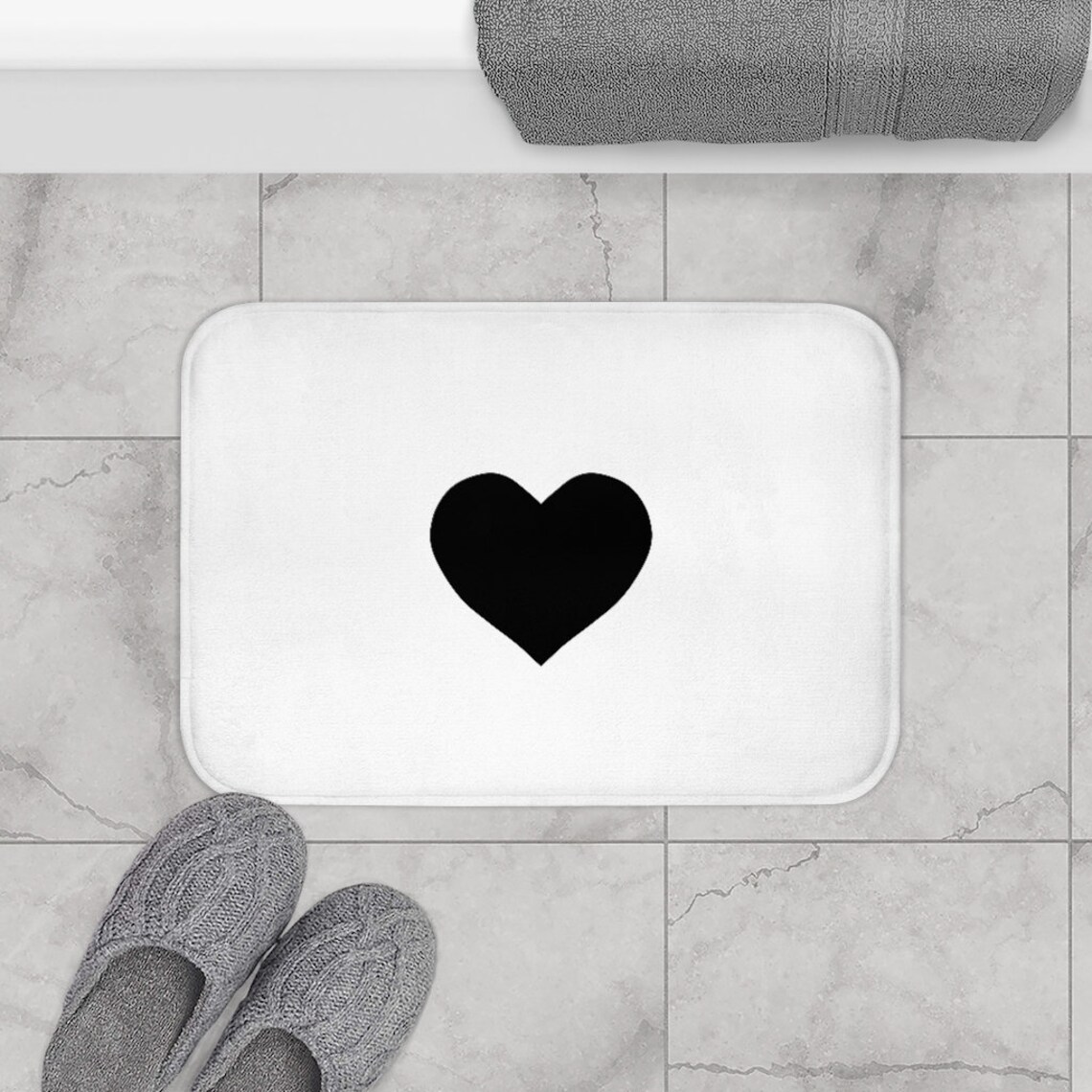 Heart Bath Mat. Bath decor. Antislip. Bathroom design. Etsy