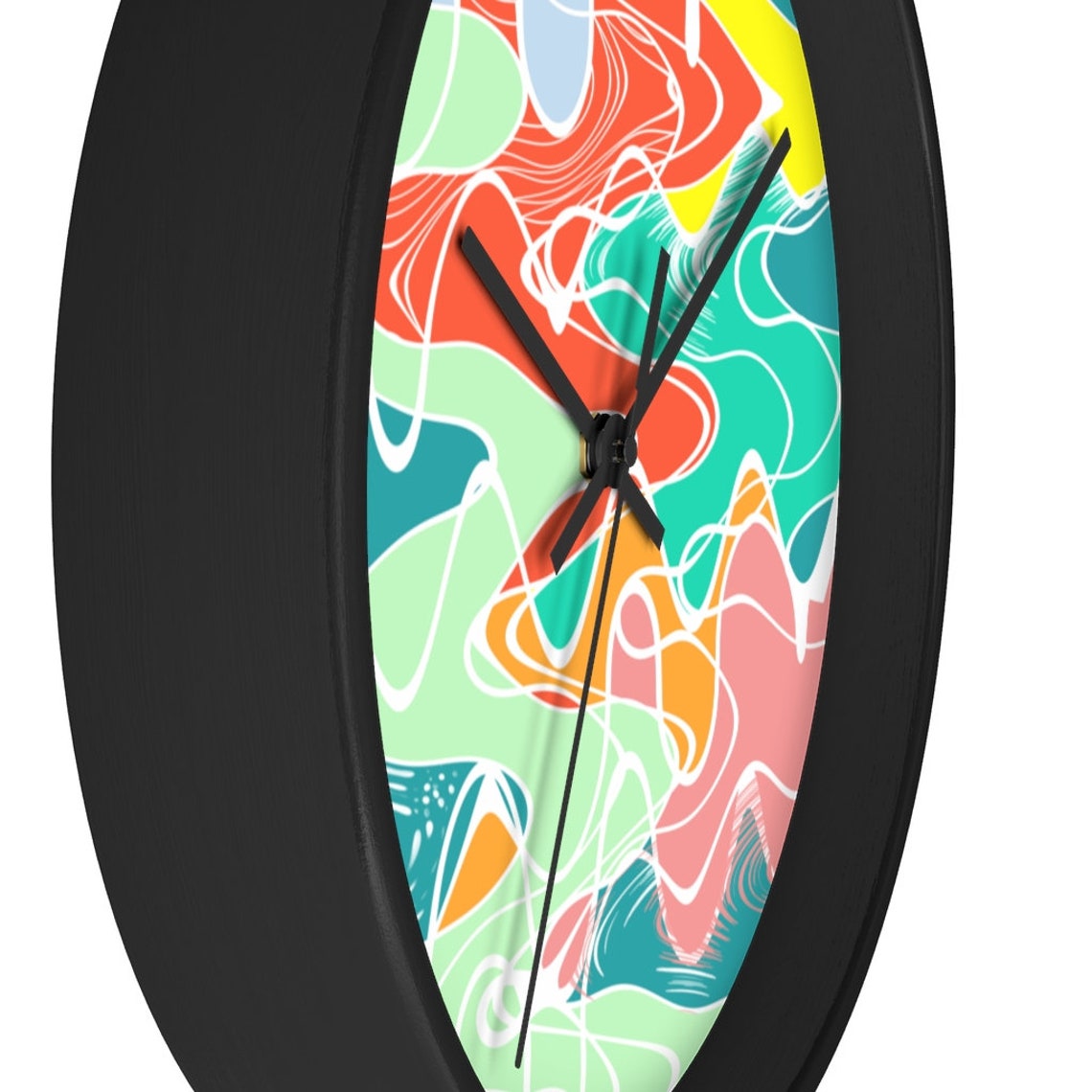 Colorful Wall clock In orange yellow green blue pink red. Etsy