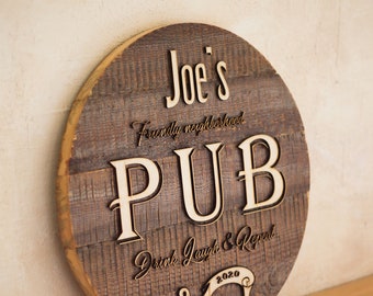 RUSTIC HOME BAR PUB PERSONALISED BEER SIGN NOVELTY GIFT BAR PLAQUE RETRO