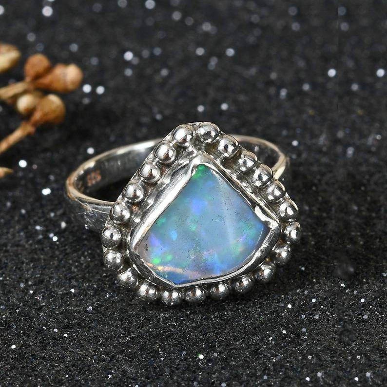 Ethiopian Opal Ring Fancy Shape Opal Ring Crystal Opal Ethiopian opal 925 Sterling Silver Opal Ring Women/'s Jewelry Handmade jewelry Silver
