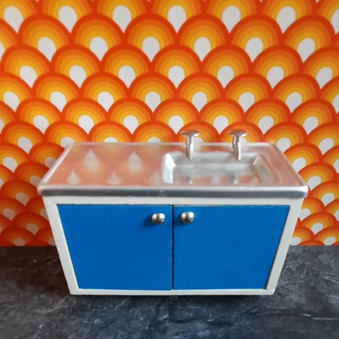 Vintage Lundby Dolls House Early 1960s Blue Sink Unit Etsy