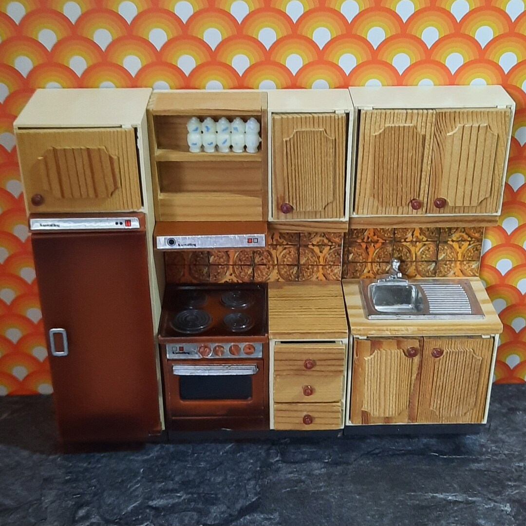 Vintage Lundby Dolls House Brown Tiled Kitchen 1980s - Etsy