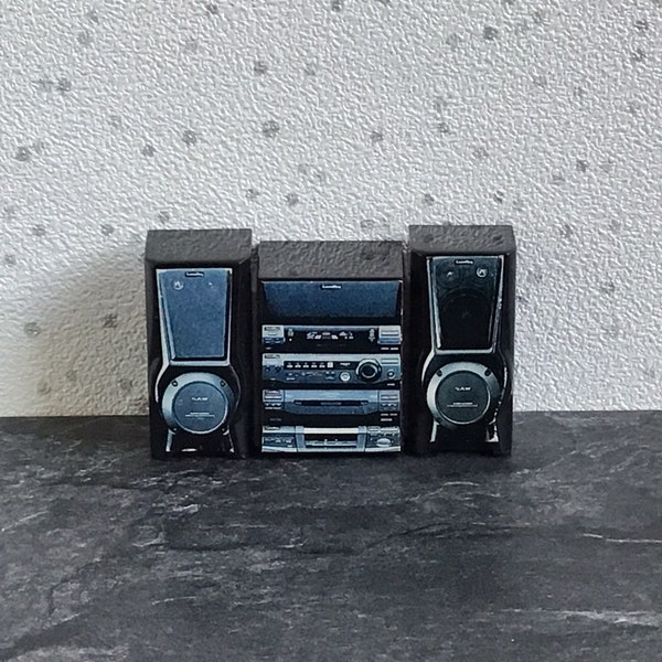 Vintage Lundby Dolls House 1980s Stereo Hi-Fi Unit & Speakers - RARE