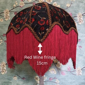 Red Wine Rayon Fringe Trim: Double Lined Lampshade Tassel, 15cm