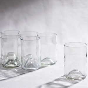 8, 10, 12, 16 Ounce Clear Wine Bottle Glasses Upcycled Tumblers