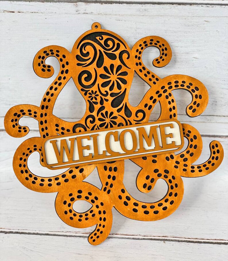 Layered Octopus Sign Svg Laser Cut File - Etsy