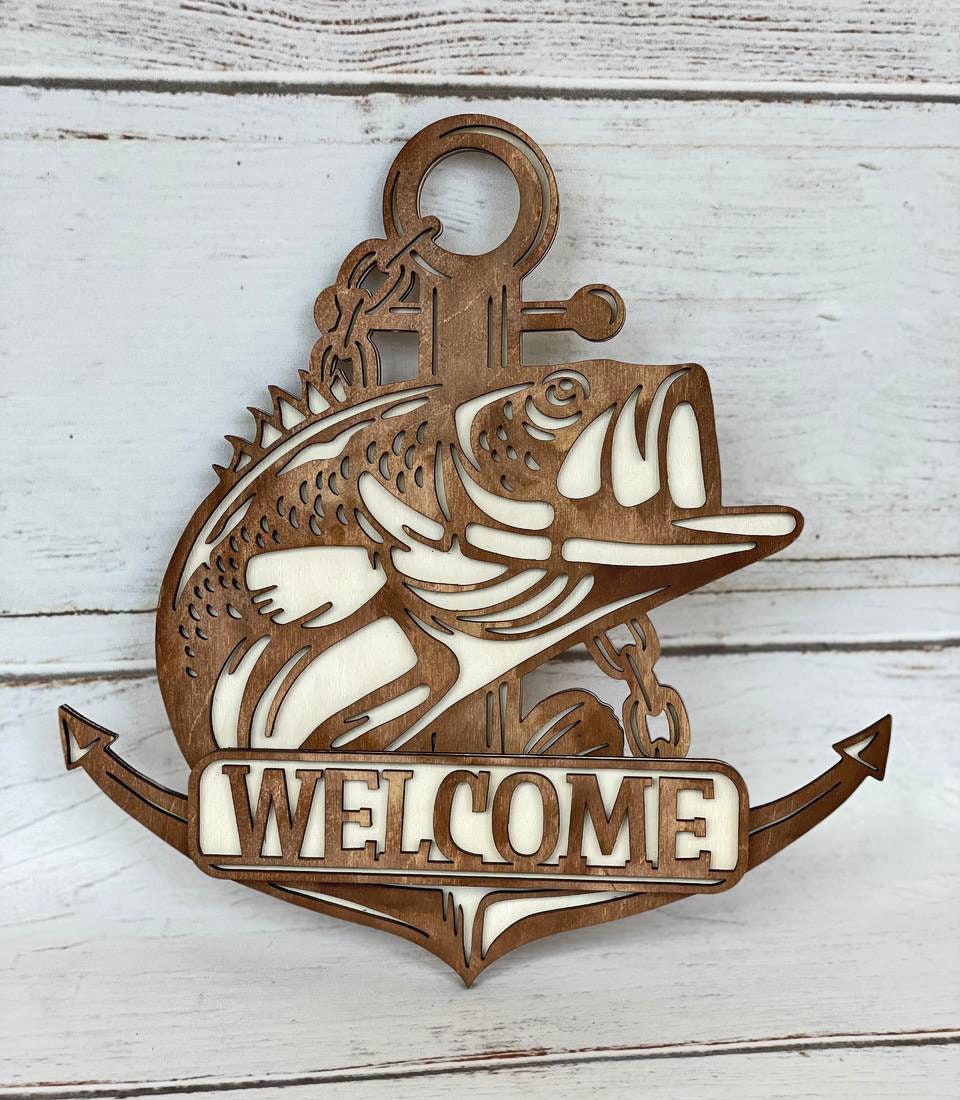 Layered Fish Bass Sign Svg Laser Cut File - Etsy Australia