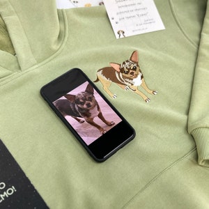 Photo Embroidery Hoodie Embroidered by Pet Portrait Crewneck Cat Dog Family Owner Sweatshirt Personalized Custom Gift