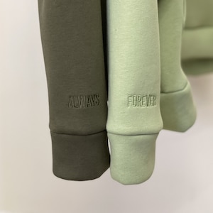 Couple Custom Embroidered Hoodies with Initials on the Sleeve Roman Date or Cartoon Sweatshirts Anniversary Gift for Her and Him (new)