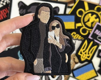 Patch personnalisé famille couple photo portrait brodé chat chien nom propriétaire personnalisé fer sur crochet et boucle couture conception texte accessoires