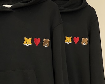 Custom Embroidered Emoji Stickers Hoodie Crewneck Memoji Sweatshirt or Matching for Anniversary Birthday Christmas Valentines Day Gift Sale