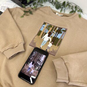 Embroidered by Family Photo Portrait Hoodie Embroidery Cat Dog Friends Photography Crewneck Sweatshirt Clothes Item Custom Gift