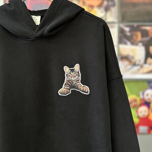 Embroidered by Pet Photo Portrait Hoodie Embroidery Cat Dog Family Friend Owner Portrait Crewneck Sweatshirt Personalized Custom Gift (sale)