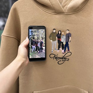 Valentines Day Gift Embroidered Family Photo Portrait Hoodie Embroidery Cat Dog Photography Crewneck Sweatshirt for Her Him