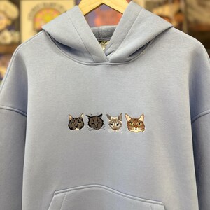 Embroidered by Cat Dog Pet Animal Photo Portrait Hoodie Embroidery Family Couple Friends Photography Sweatshirt Romantic Item Custom Gift