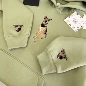 Brodé Pet Sleeve Photo Portrait Hoodie Poitrine Broderie Chat Chien Famille Ami Propriétaire Crewneck Sweatshirt Personnalisé Cadeau Personnalisé