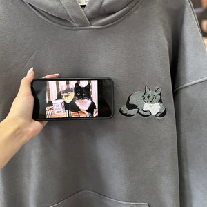 Embroidered by Pet Photo Portrait Hoodie Embroidery Cat Dog Family Friend Owner Portrait Crewneck Sweatshirt Personalized Custom Gift (sale)